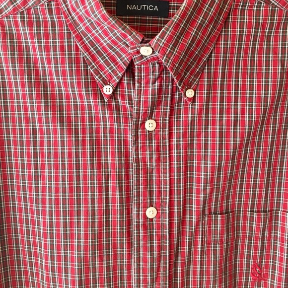 Nautica Button Down Plaid Men’s Large - Picture 4 of 5